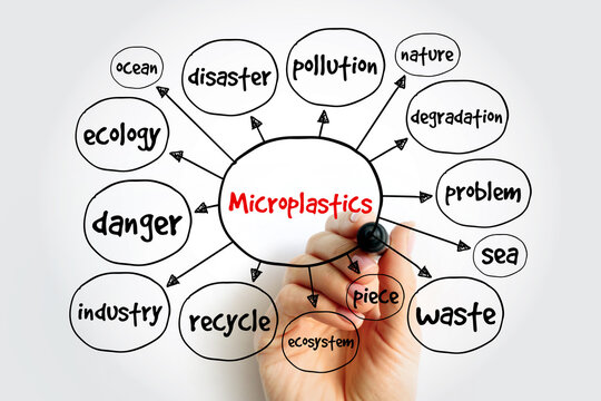Microplastics mind map, concept for presentations and reports - Powered by Adobe