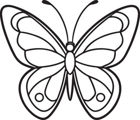 butterfly line art, black outline, vector and illustration, line art and outline