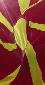 Flag of the Republic of Macedonia. 4K Vertical. Loop