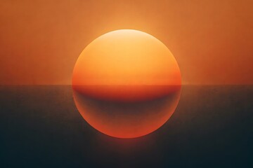 A Stunning Minimalist Sunset Sphere Over a Calm Ocean Surface