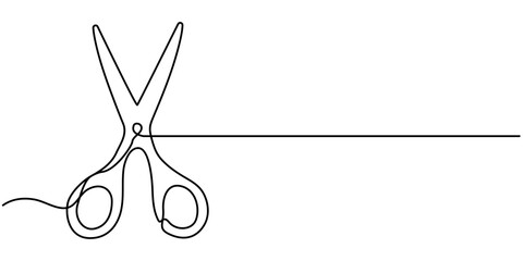 Continuous one line drawing of medical scissors. One line drawing illustration of surgery scissors. Medical tool, medical supplies concept line art. Editable outline, Scissors Single Line Icon.