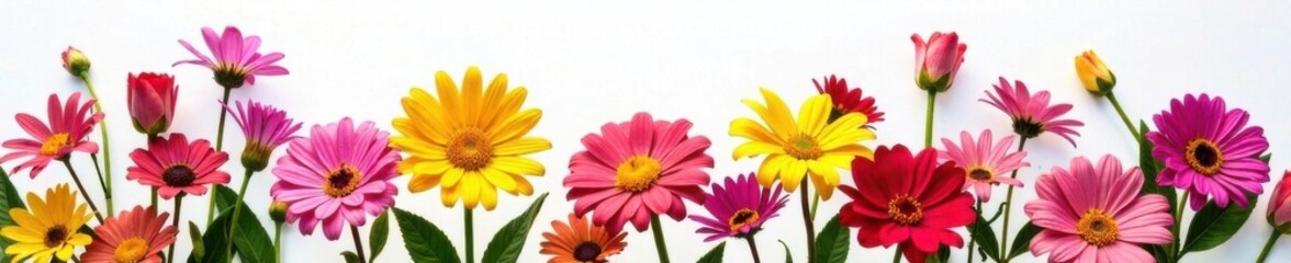 Obraz premium Vibrant bouquet of flowers arrangement on white background, flowers, decoration, petals