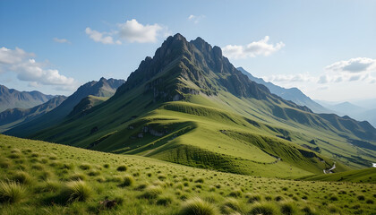 landscape with mountains and blue sky