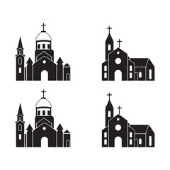 Church silhouettes, gothic architecture, religious buildings 