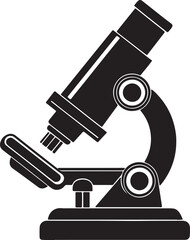 microscope silhouette, black and white silhouette, vector and illustration