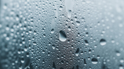 Water droplets on glass surface in soft light