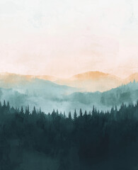 fog in the mountains watercolor