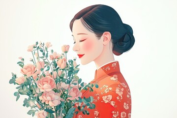 Fototapeta premium woman with flowers