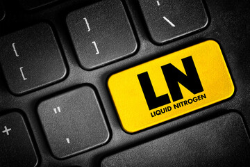 LN Liquid Nitrogen is nitrogen in a liquid state at low temperature, text button on keyboard,...