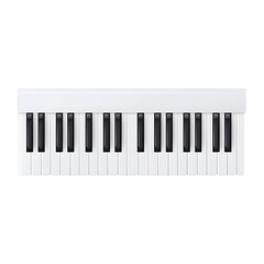 Fototapeta premium White Keyboard Piano with Black Keys on a Plain Background