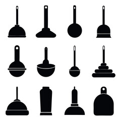 Naklejka premium Collection of Silhouetted Plumbing Tools and Accessories