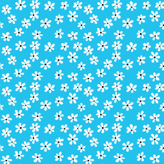 Seamless blooming floral pattern based on hand drawn art ornaments. Colorful flowers on color background. Vector illustration. Simple minimalistic pattern for fabric, textile.