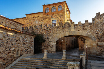 Bujaco Tower and Steps leading to the Arch of the Star, Old Town Caceres