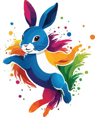 Colorful Rabbit Illustration vector design, Rabbit logo and icon Design, Rabbit vector design