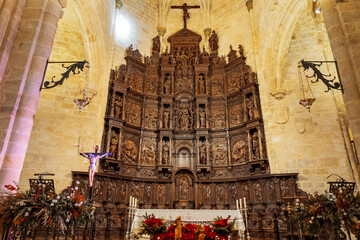 Retable and main altar  Of Co-Cathedral of Saint Mary.  It was elevated to the status of co-cathedral on 9 April 1957.
