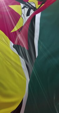 Flag of Mozambique. 4K Vertical. Loop