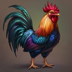 Dazzling Rooster with Lush Feather Patterns