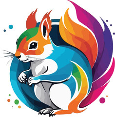 Colorful Squirrel Illustration vector design, Squirrel logo and icon Design, Squirrel vector design