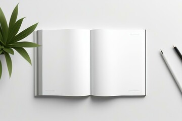 Blank hardcover book mockup. isolated on white background. Flat lay view. It can be used for promo, catalogs, brochures, magazines, etc. Ready for your design, book with white blank cover isolated.