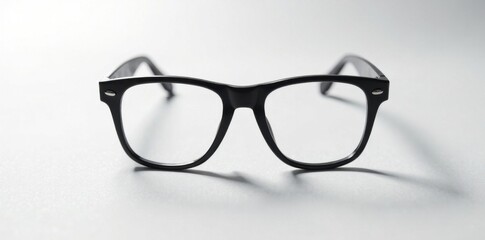 Black glasses silhouette with wire frames and temples, minimalist design on white background, hipster, optical