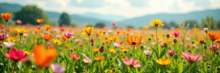 Blooming wildflower field, field, meadow, landscape