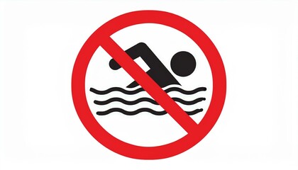 no swimming red prohibition stop sign red circle warning and no entry or access with symbol simply  graphic illustration isolated on white background with