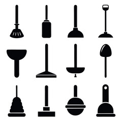 Naklejka premium Collection of Silhouetted Plumbing Tools for Household Use