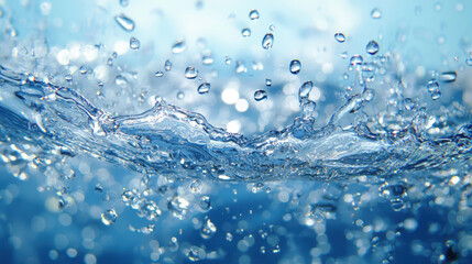 Blue water splash, abstract water concept background