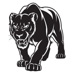 Angry Black Panther Roaring – Bold Wildlife Silhouette