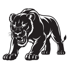 Angry Black Panther Roaring – Bold Wildlife Silhouette