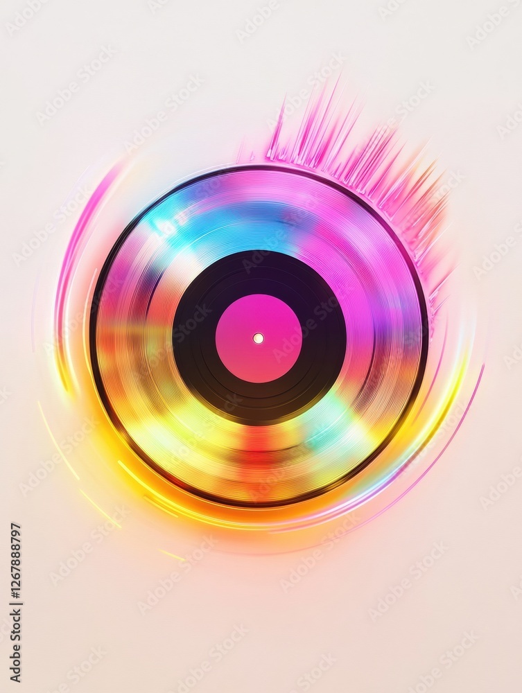 Leinwandbilder colorful vinyl record with vibrant audio waveforms creating a dynamic visual representation of music