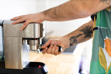 Making coffee with an espresso machine