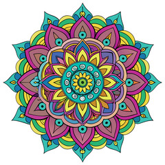 Hand drawing Mandala Vector  design, Mandala pattern colored background, Vector Illustration.