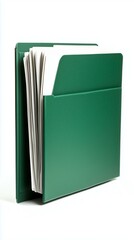 Fototapeta premium green folder with documents on a white background