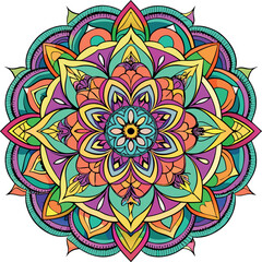 Hand drawing Mandala Vector  design, Mandala pattern colored background, Vector Illustration.