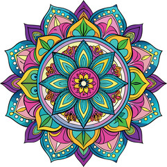 Hand drawing Mandala Vector  design, Mandala pattern colored background, Vector Illustration.