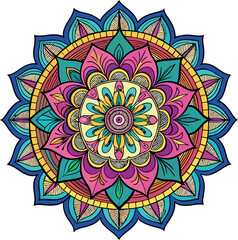Hand drawing Mandala Vector  design, Mandala pattern colored background, Vector Illustration.