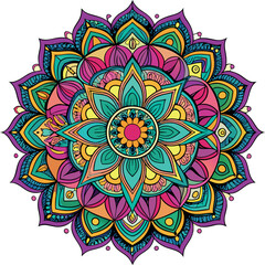 Hand drawing Mandala Vector  design, Mandala pattern colored background, Vector Illustration.