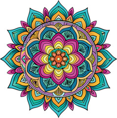 Hand drawing Mandala Vector  design, Mandala pattern colored background, Vector Illustration.