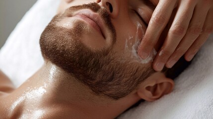 Naklejka premium Experience Rejuvenation With a Facial Massage for Men at a Leading Beauty Salon