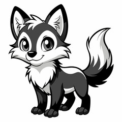 Cute Cartoon wolf  Vector Illustration