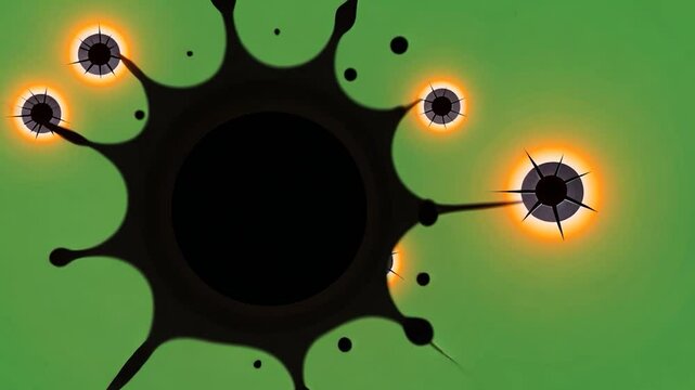 Green background, bullet holes, explosion, impact, game design