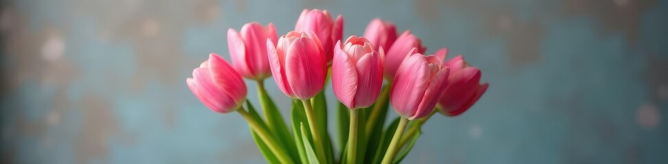 Fototapeta premium A bunch of pink tulips submerged in a vase filled with water, flowers, lovely