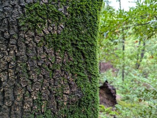 a tree covered in moss