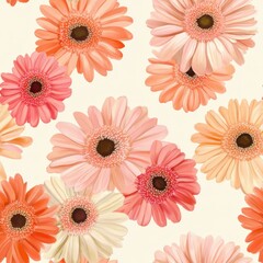 Delightful Array of Pastel Gerbera Flowers in Full Bloom Celebrating Spring Floral Arrangement