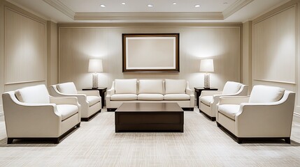 Elegant Living Room with Cream Sofa and Armchairs