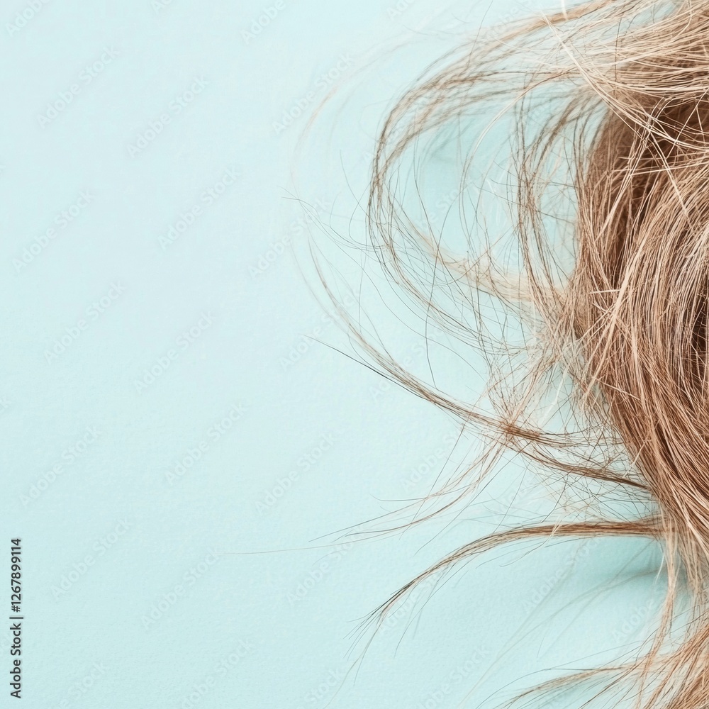 Poster close up view of frayed hair tips with split ends showing signs of damage and need for care during a