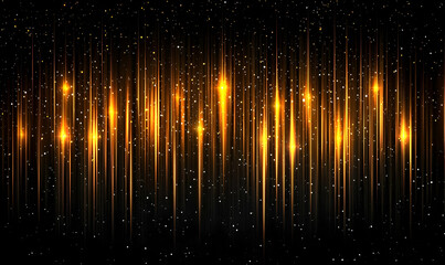 Abstract Golden Light Waves in a Starry Night Background