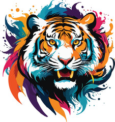 Tiger vector design, Tiger logo and icon Design, Colorful Tiger Illustration vector design