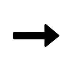 Simple black right arrow icon symbolizing direction and movement in a minimalist style